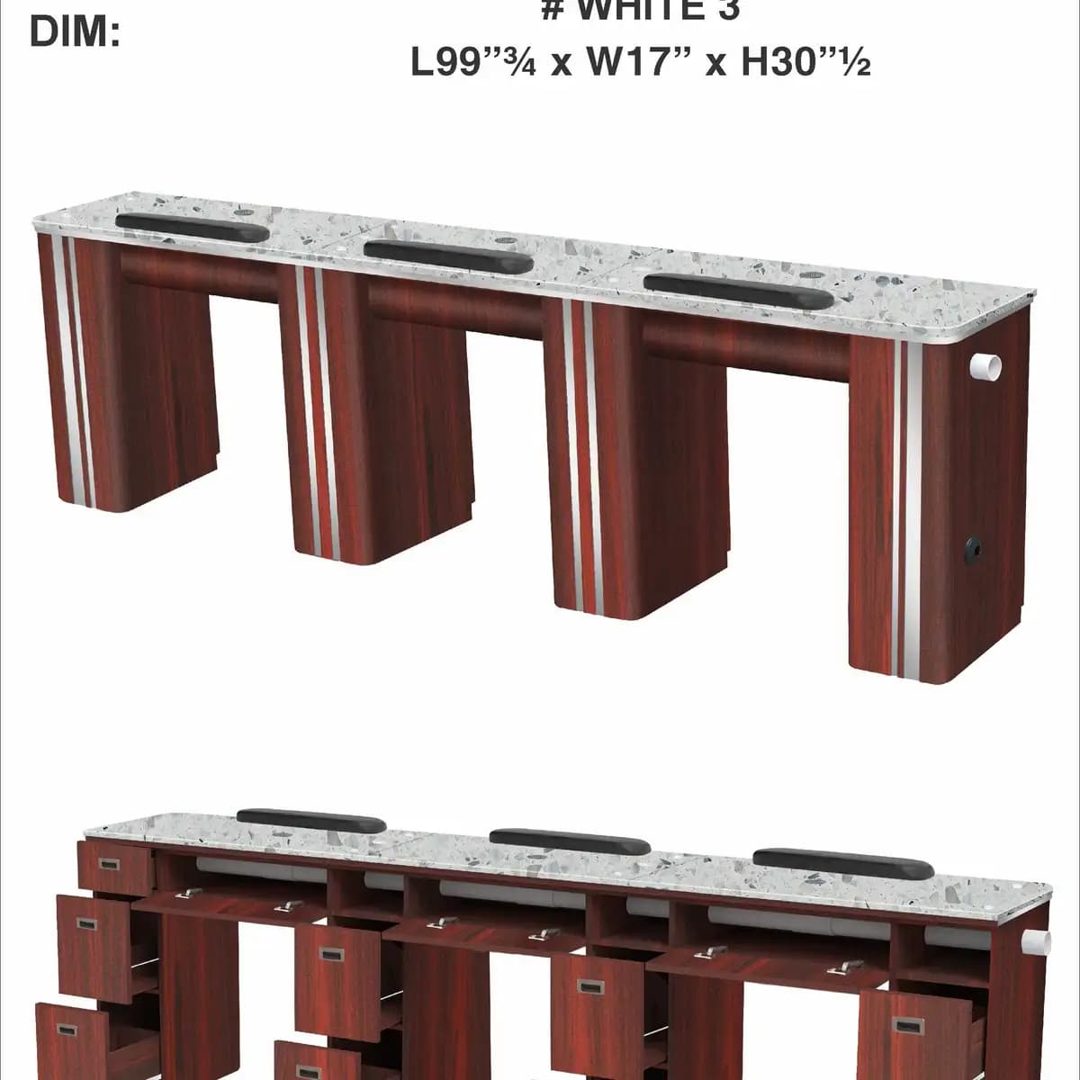 Nail Table - Triple with Pipe