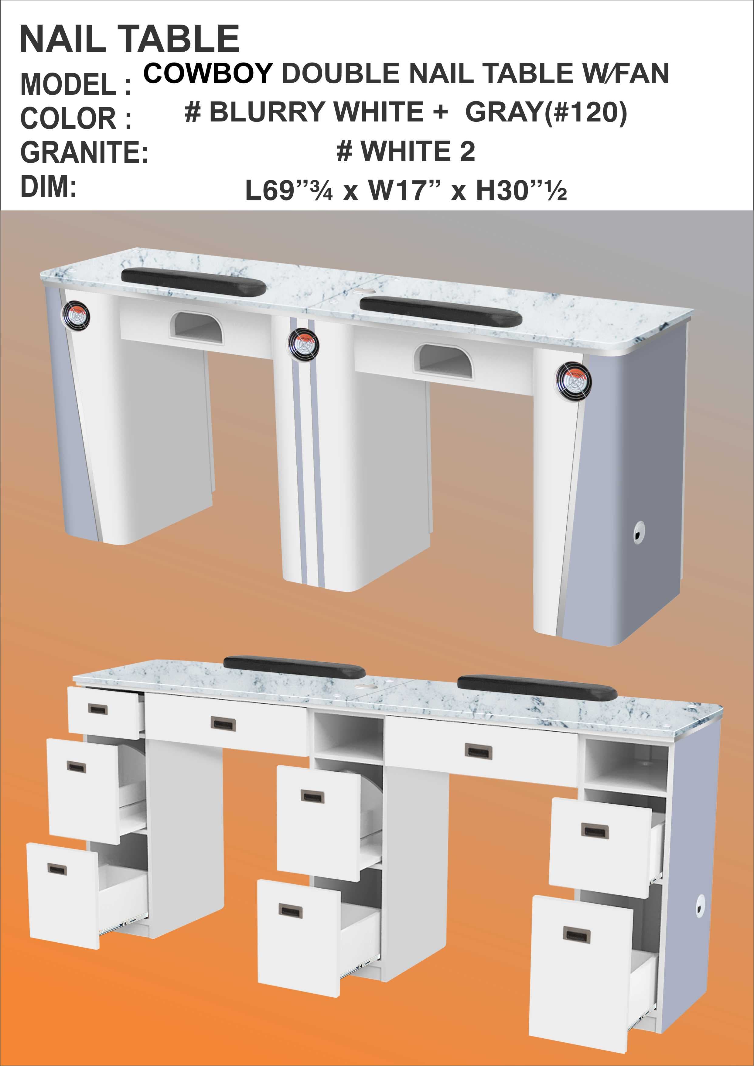 Cowboys Nail Table - Double - 3 Fans