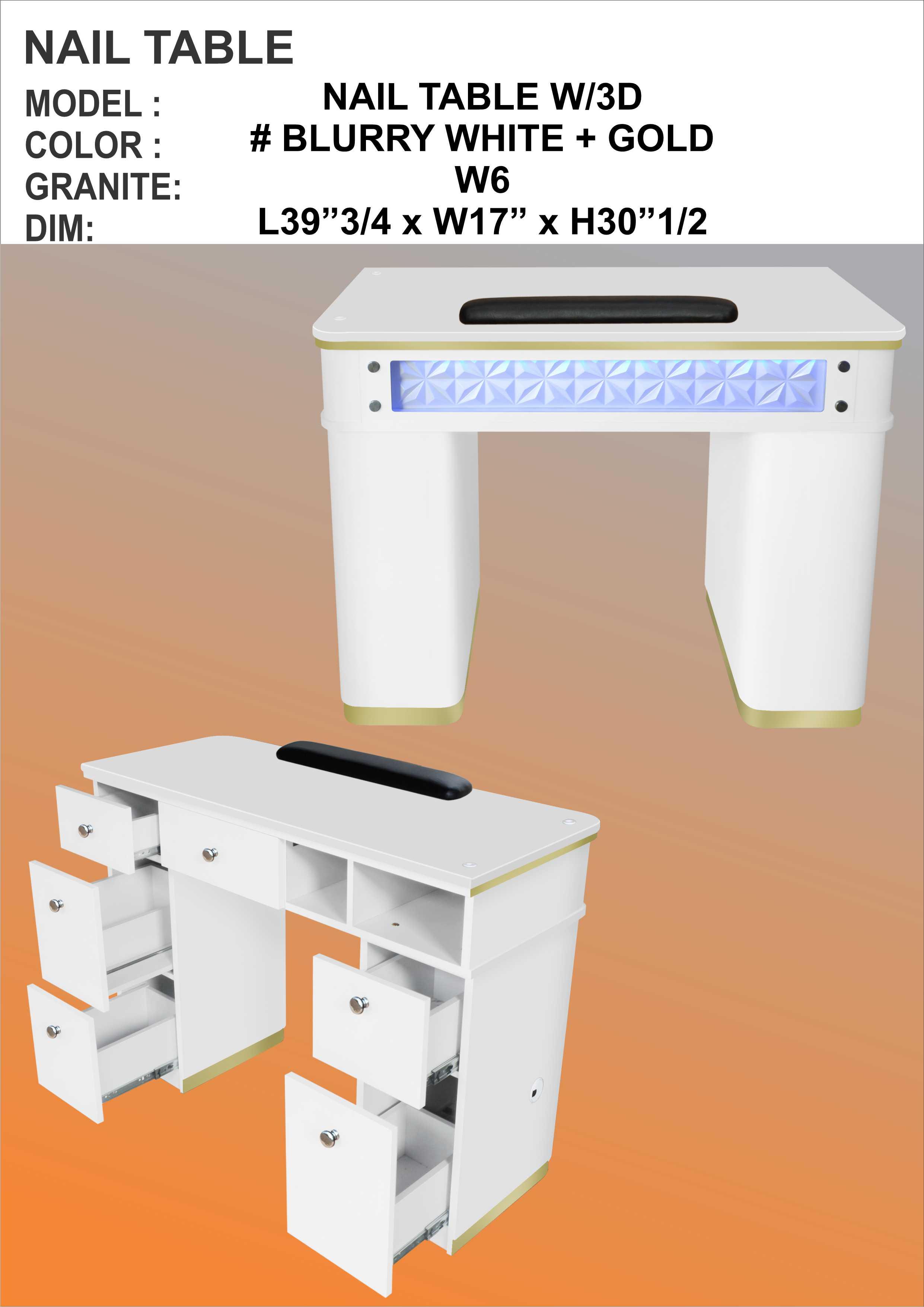 Aurelia - Single Nail Table 3D Design & LED Light