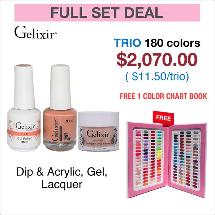 GELIXIR TRIO MATCHING COLOR - FULL SET 180 COLORS W/ 1 COLOR CHART BOOK