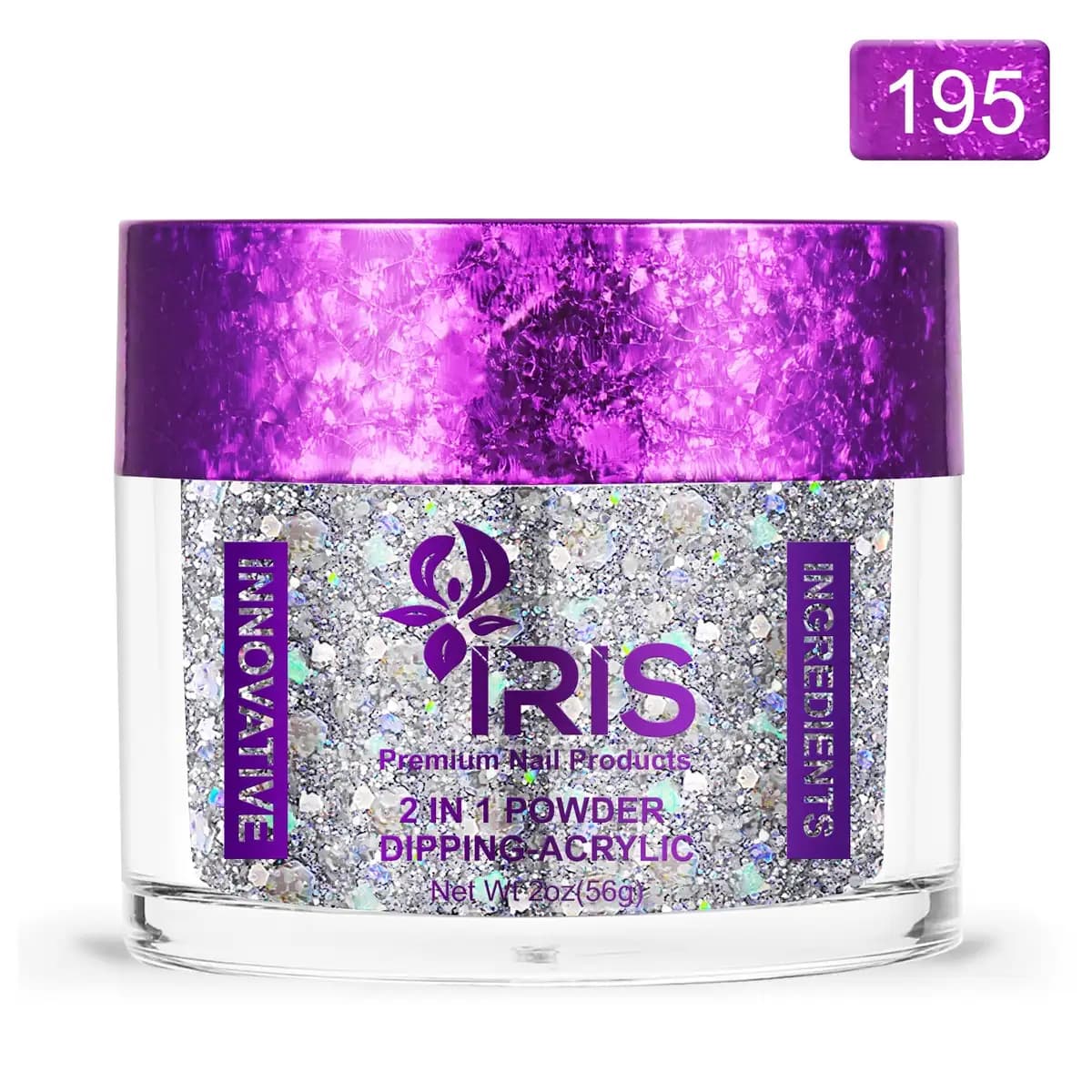 Dip/Acrylic Powder Lacquer/Gel 15ml Number 195 Sparkling Purple