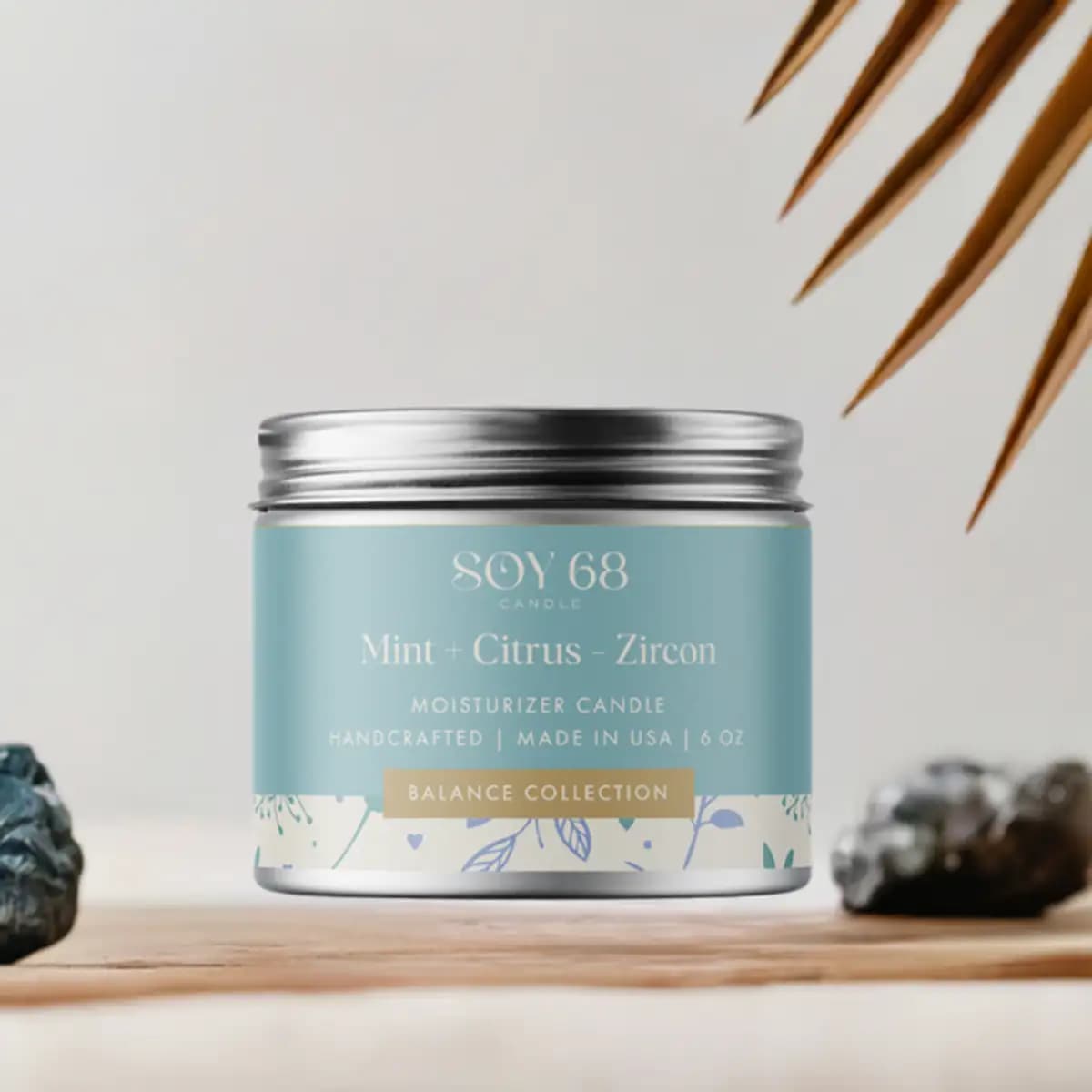 Moisturizer Candle: Mint + Citrus - Zircon 6oz (Balance Collection)