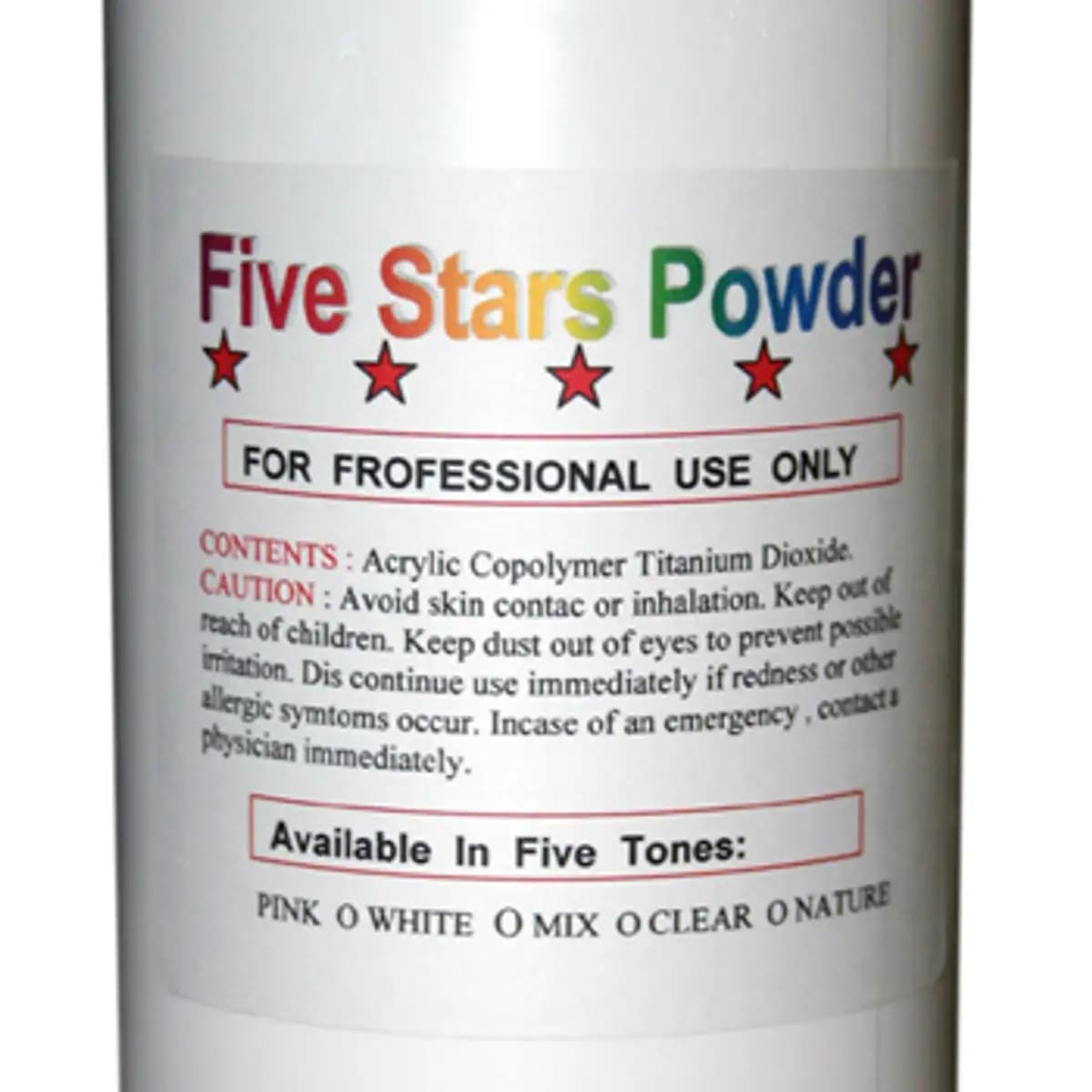 Five Stars Acrylic Powder - Super White - 24 oz
