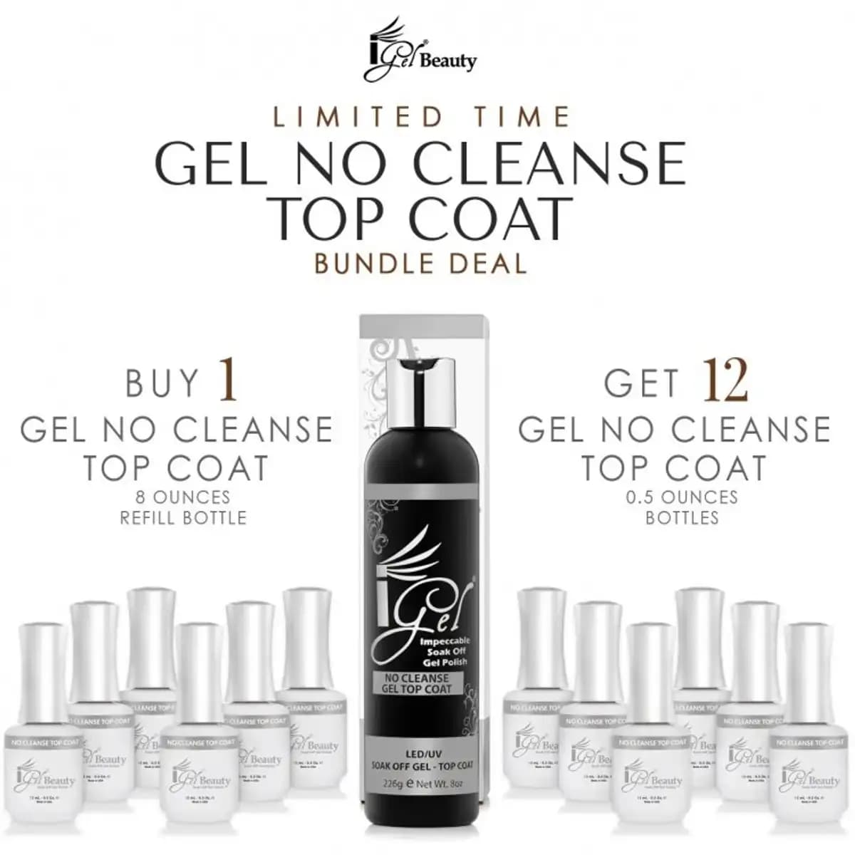 Aora Matte Top Coat, Non-Cleanse, Refill 4oz