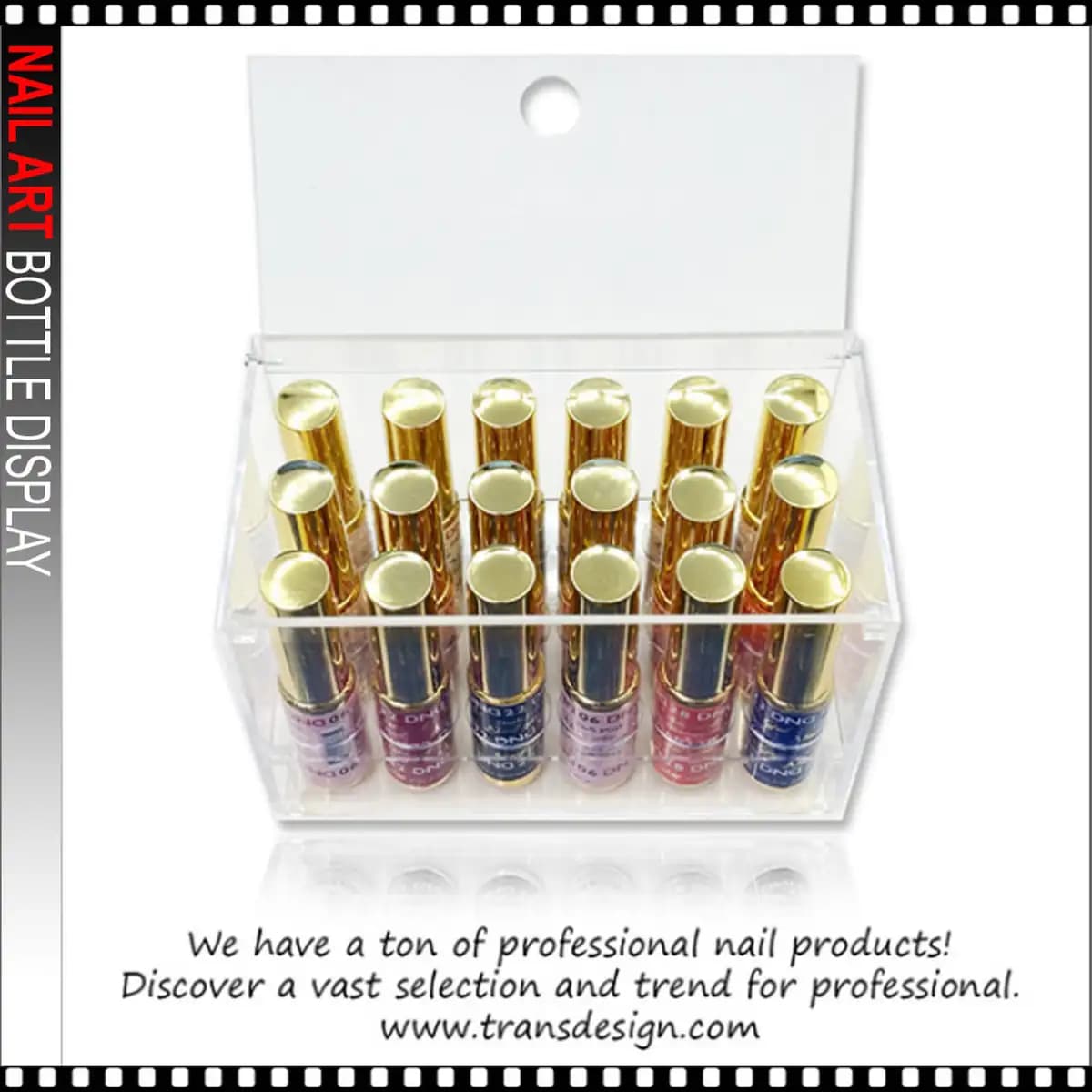 ACRYLIC Clear Nail Art Bottles Display Hold 18 Bottles