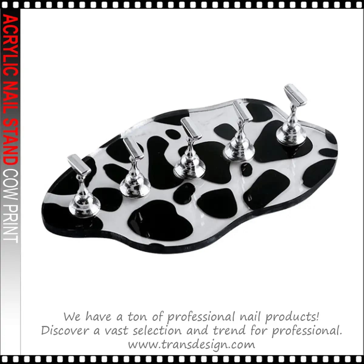 ACRYLIC NAIL STAND Cow Print with 5 Stands 5/Set