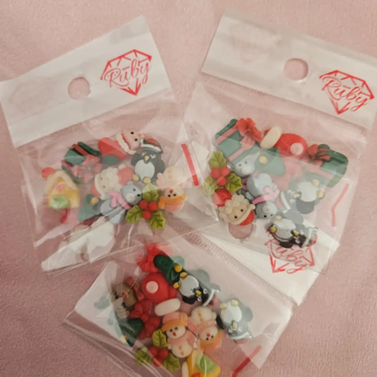 10pcs Mix Christmas Charms Clay 3D Kawaii