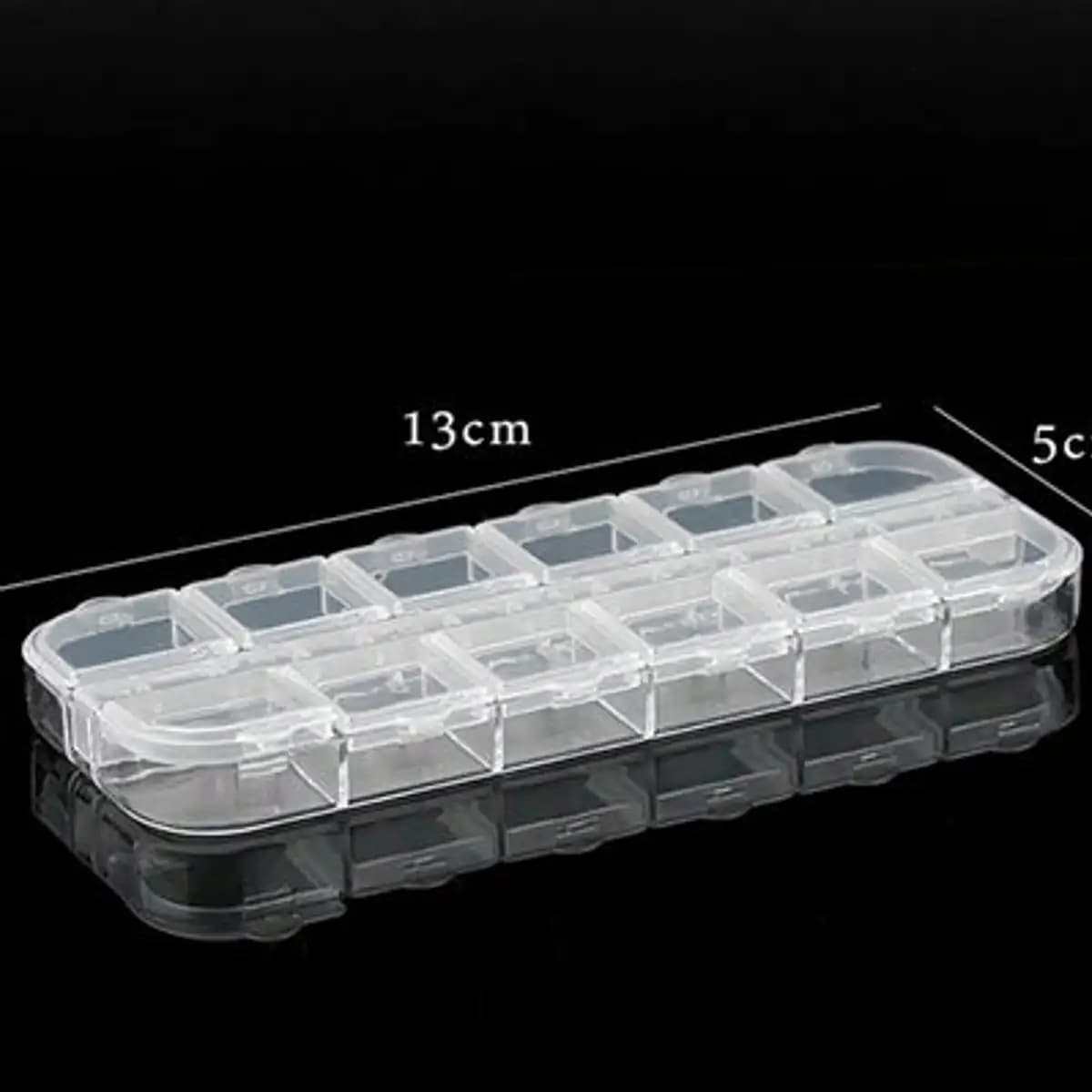 12 Grid Clear Empty Storage Box For Nail Charms Rhinestones Accessories