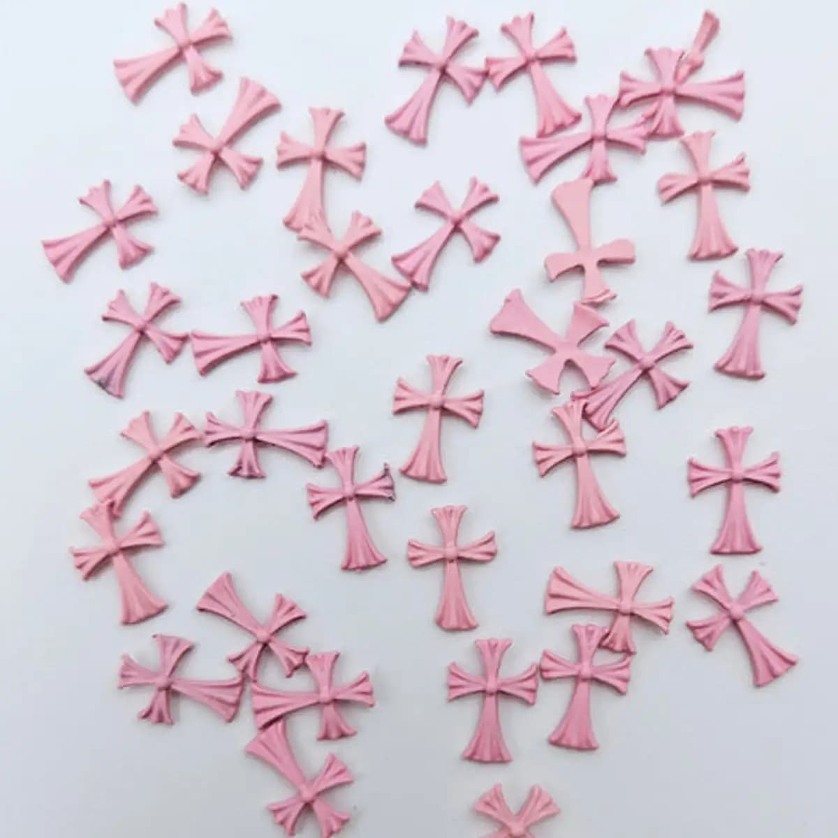 10pcs Pink Cross Nail Charms