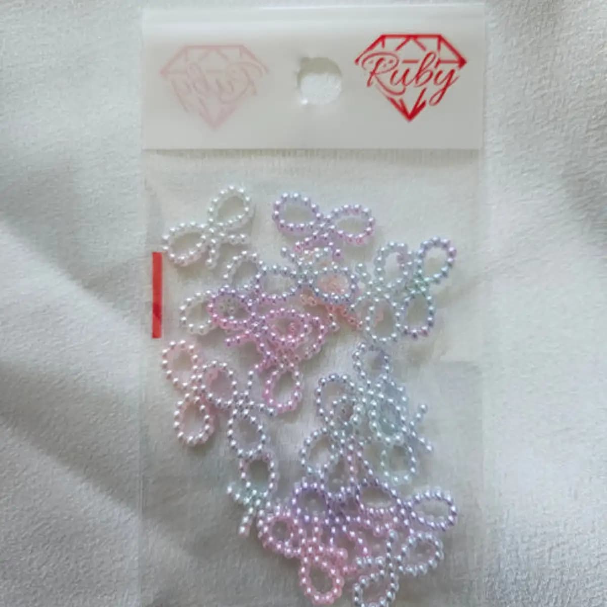 20 pcs Bows Pearl Nail Charms in White and Light Multicolor