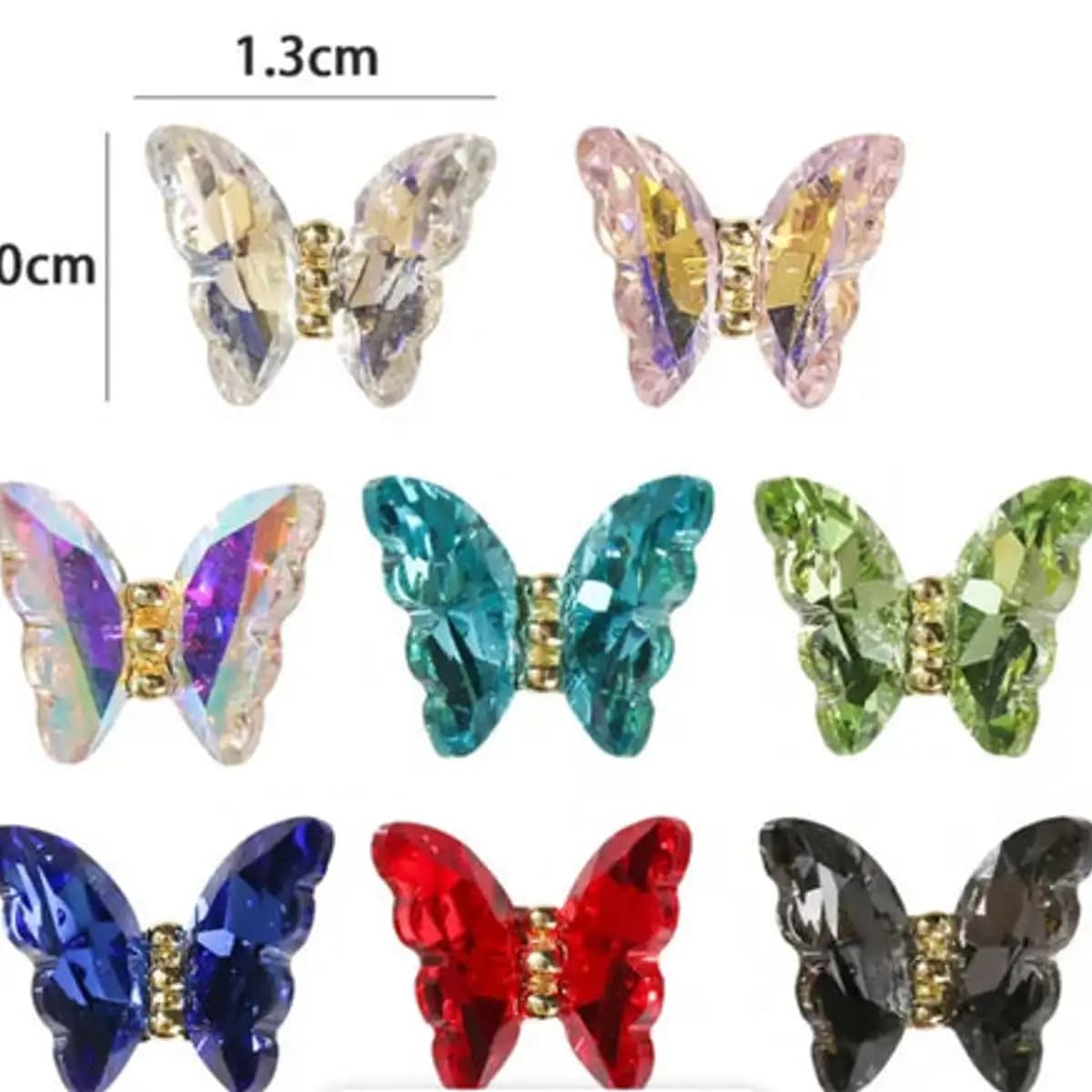 3D Crystal Butterfly Nail Charms Colorful