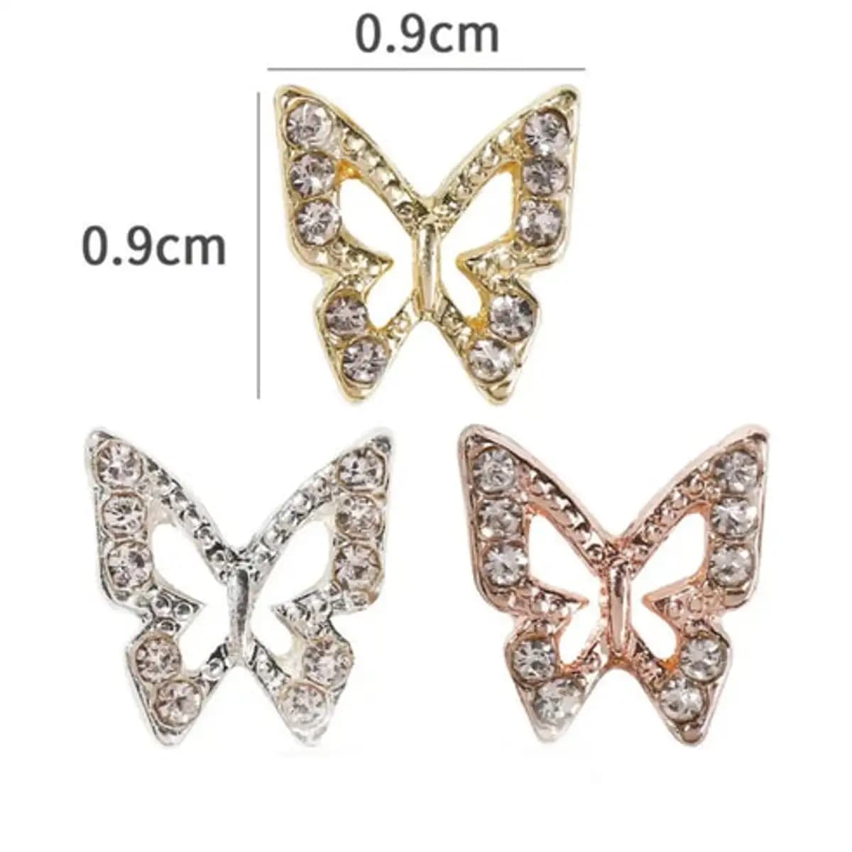 3D Hollow Butterfly with Rhinestones Metal Bling Nail Charms