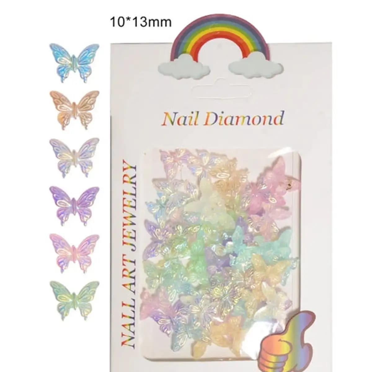 50pcs Resin Butterflies Hollow Aurora Glitter Light Mixed Colors