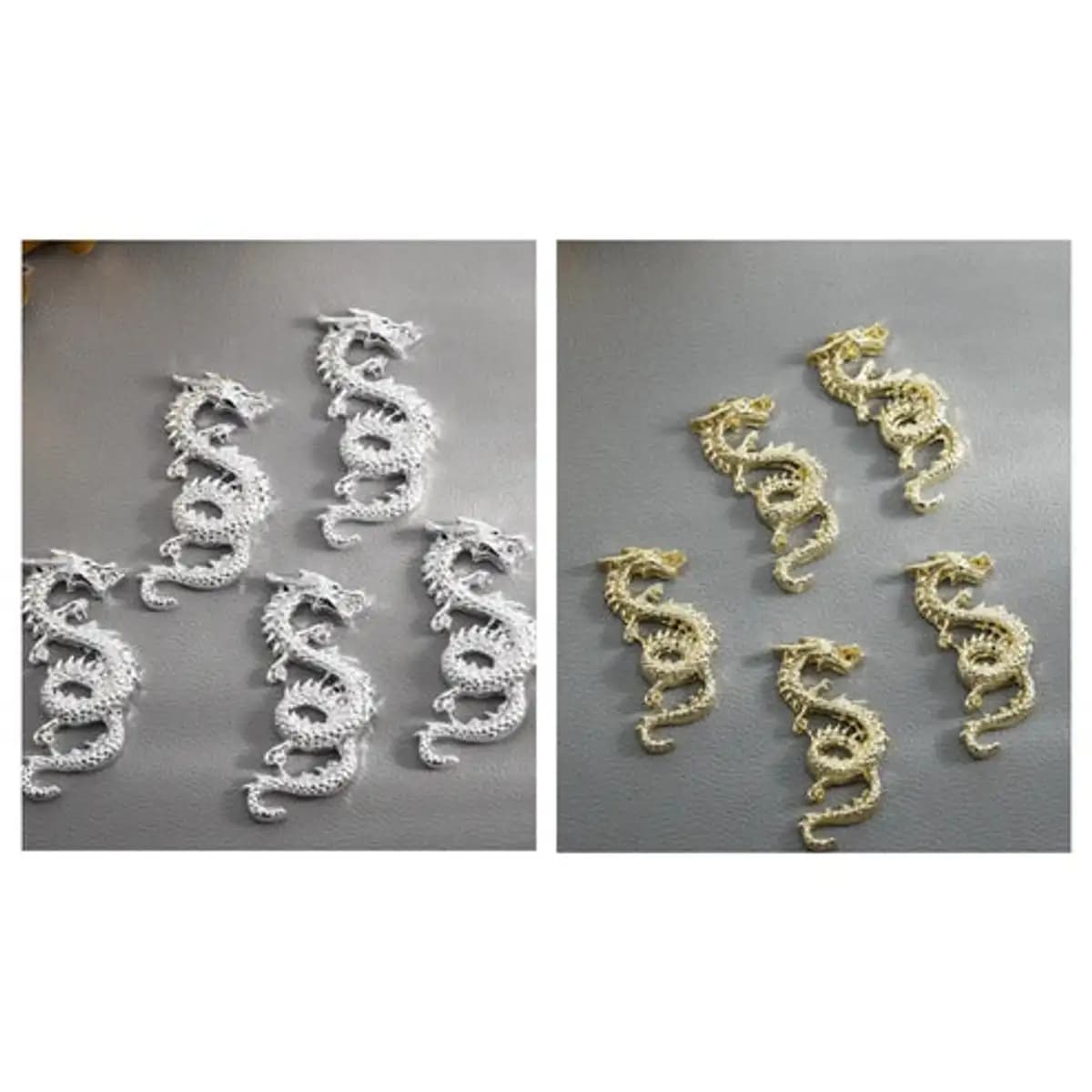 5pcs Dragon Nail Charms Gold Silver