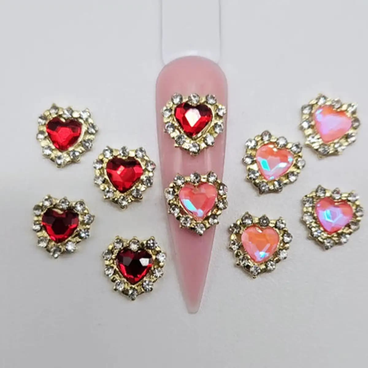 5pcs Hearts Bling 3D Zircon Rhinestone