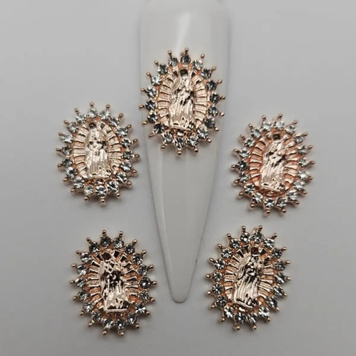 5pcs Virgin Mary Alloy Nail Charm Rhinestone