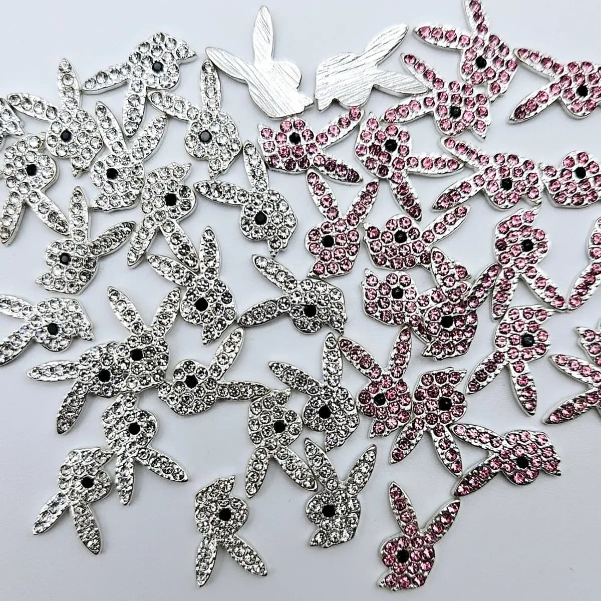 10pcs Bunny Rabbit Rhinestone- Silver