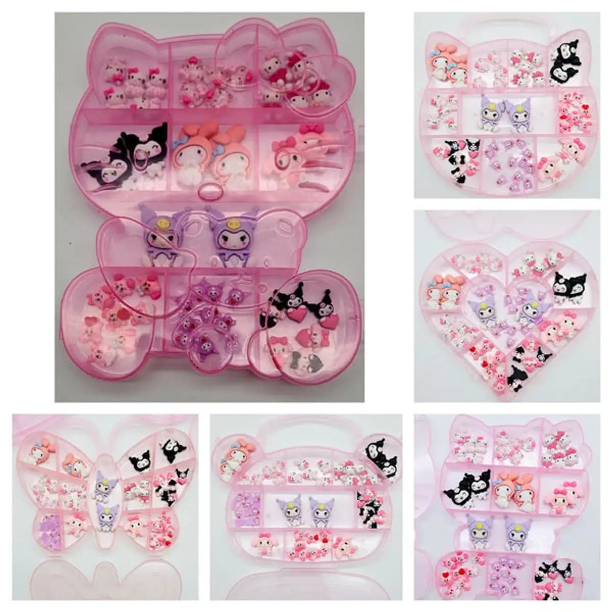 Kawaii nail charms in boxes mix style