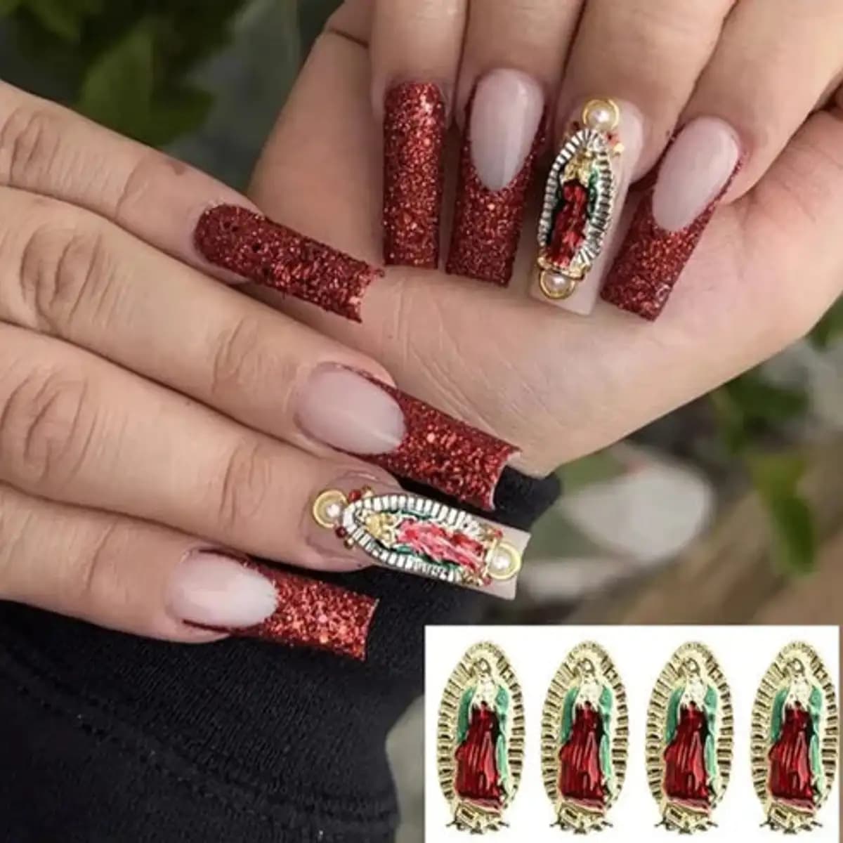 Virgin Mary Alloy Nail Silver Charm