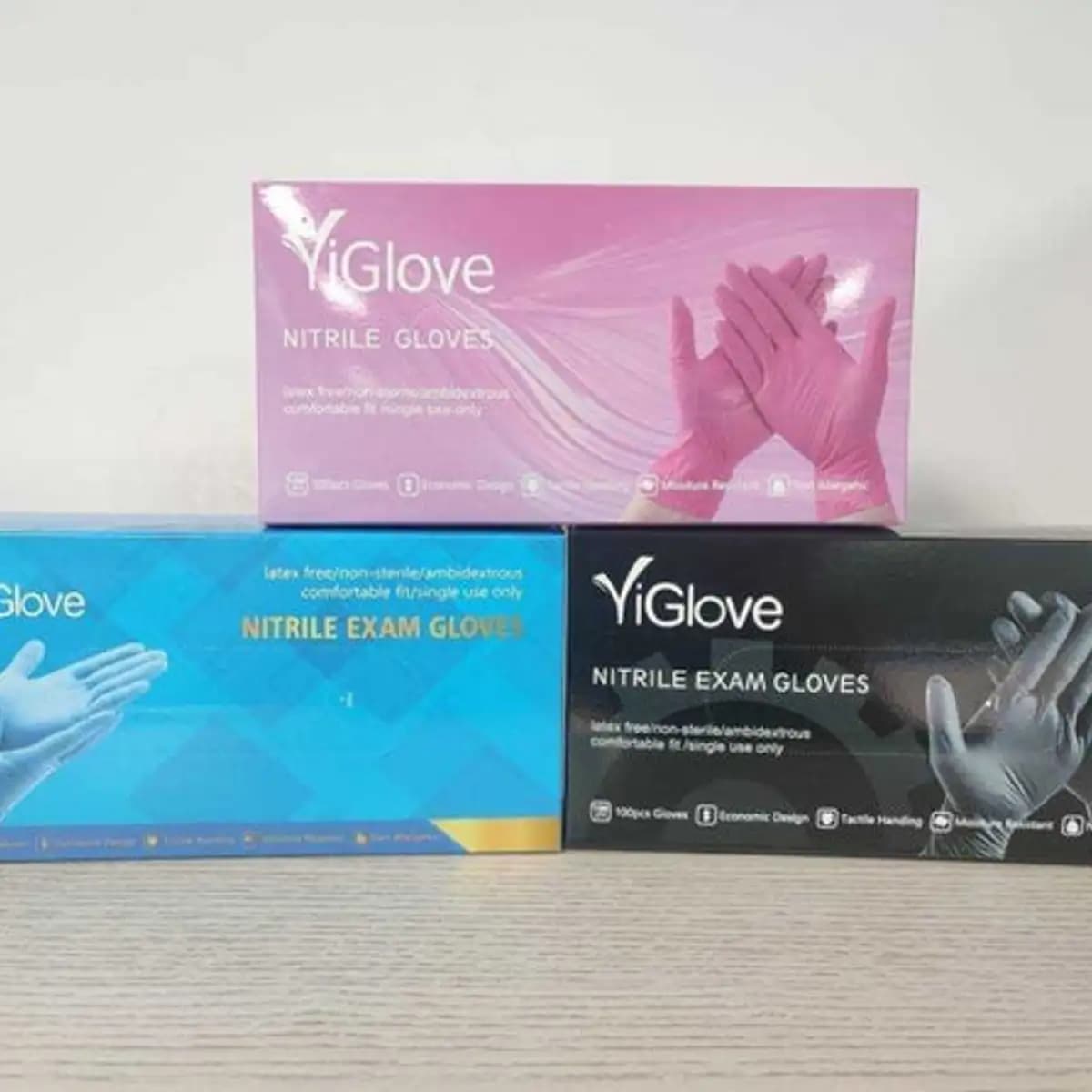 Pure Nitrile and Nitrile Vinyl Blend Gloves 100pcs Latex-Free Pink, Blue, Black