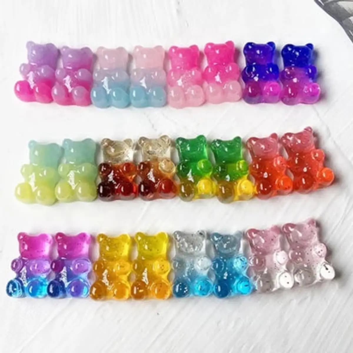 Ombre Glitter Translucent Teddy Bear Resin Kawaii