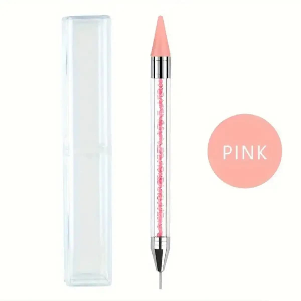 Rhinestone Picker Tool 2 Sided Pink, White, Nail Art Design Wax Pen