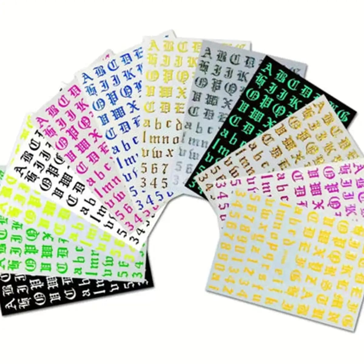 Old English Letters and Numbers Nail Stickers