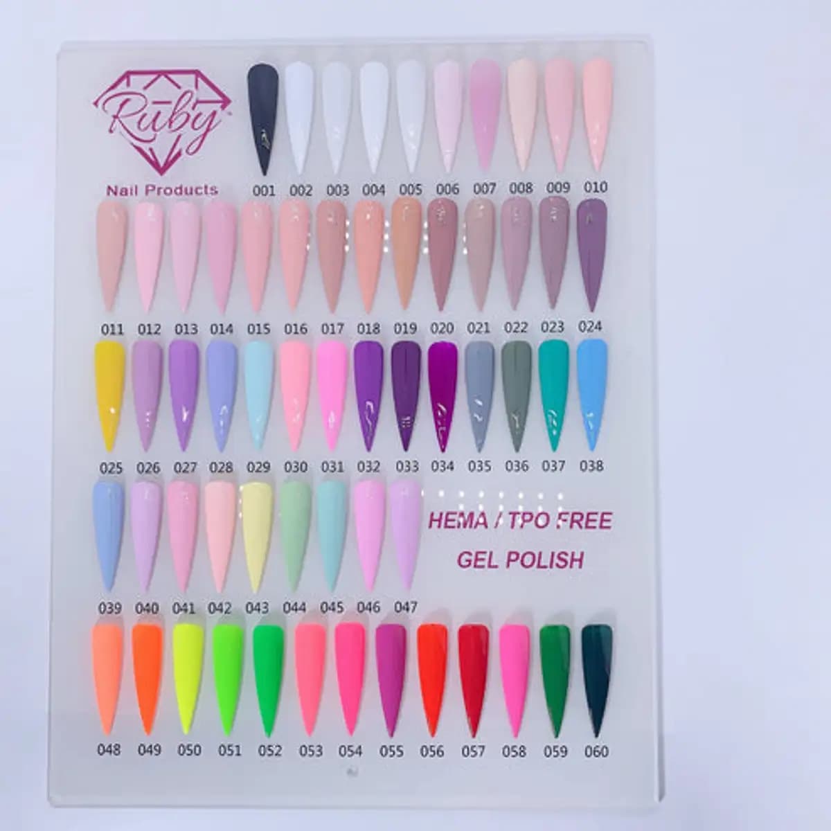 Ruby HEMA Free Gel Polish 15ml 0.5oz Board #1 (Colors #01 to #36)