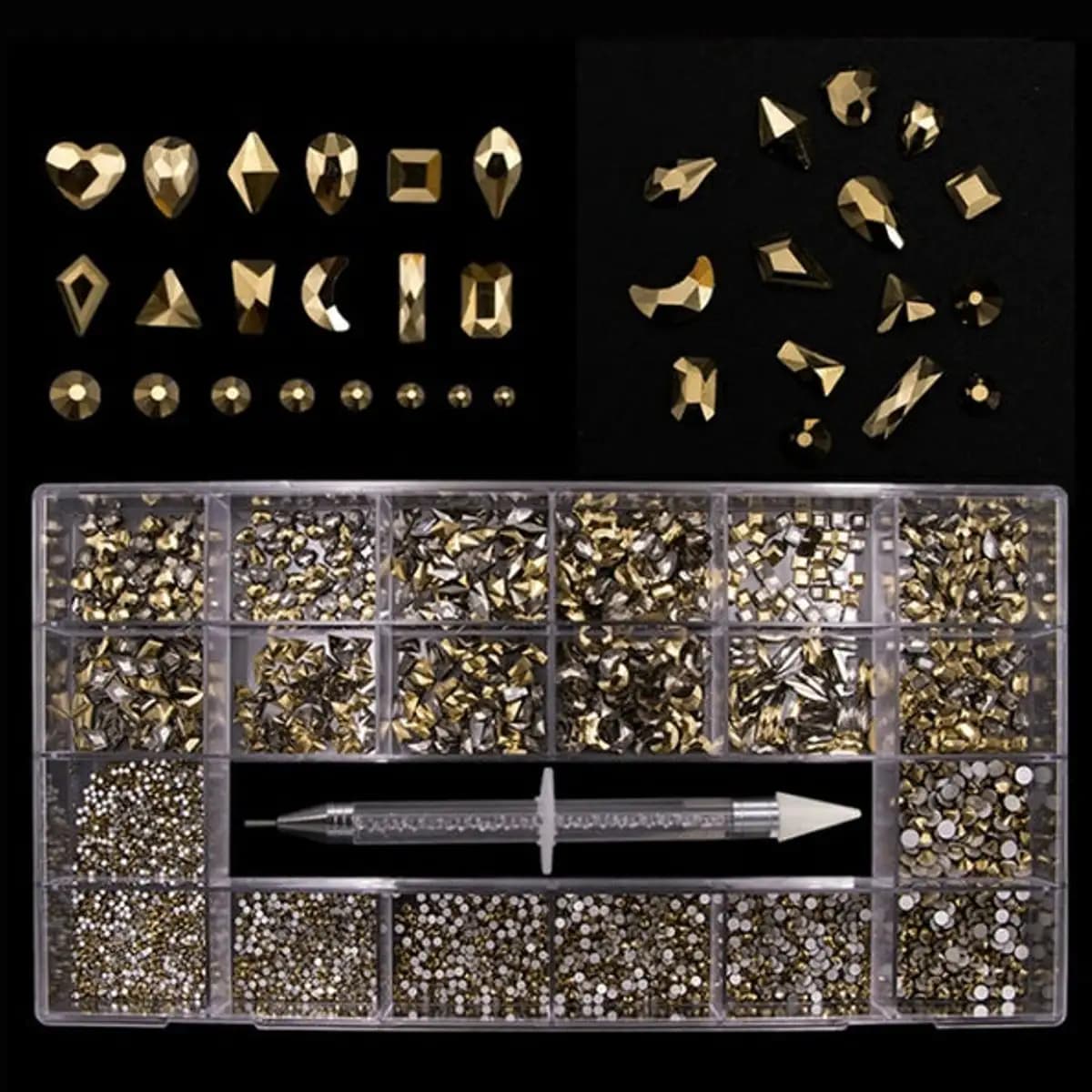 Rhinestones Diamond Box 7920pcs - Gold