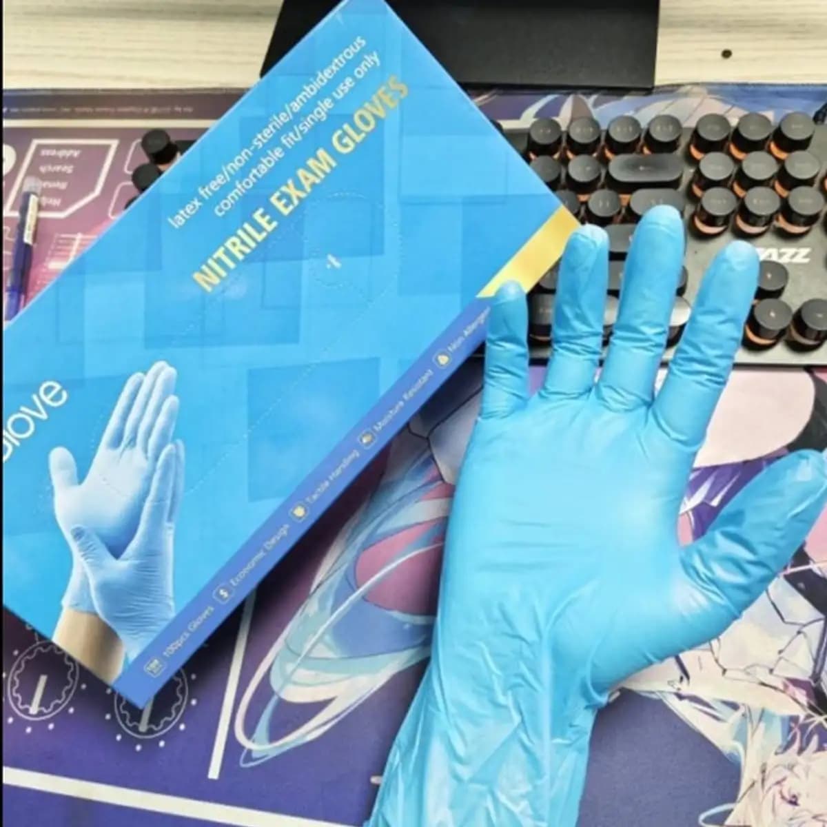 Nitrile Vinyl Blend Gloves 100pcs (Blue-Small)