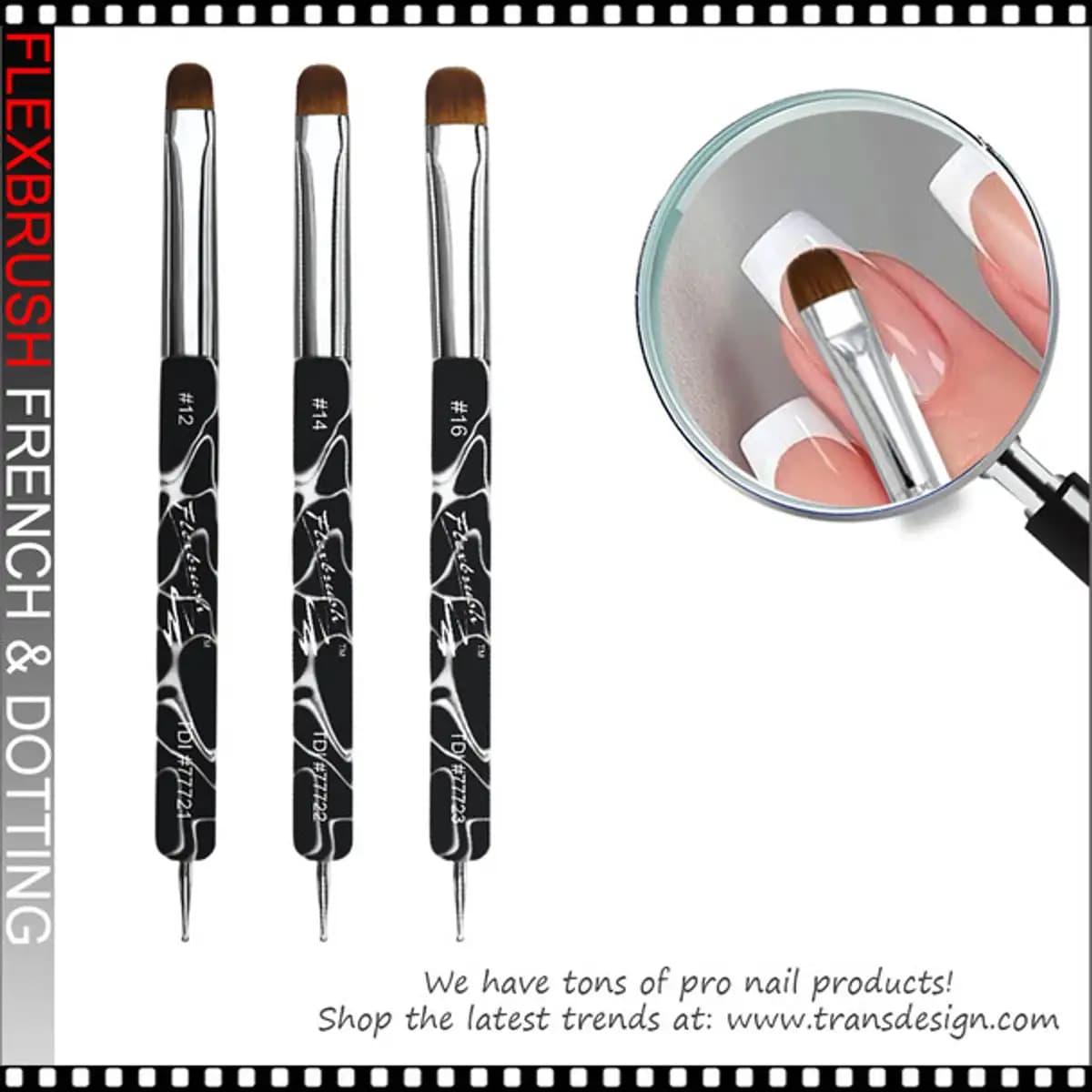 FLEXBRUSH French Brush & Dotting Tool, Black Marble