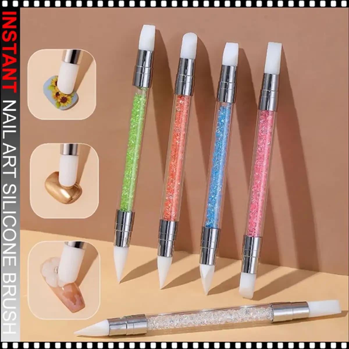 NAIL ART Silicone Brush Dual Tip 5/Pack