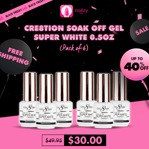 Cre8tion Soak Off Gel - Super White 0.5oz (Pack of 6)