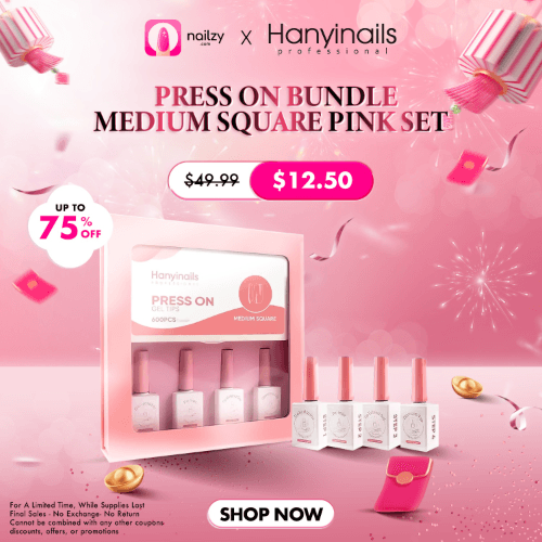 Press On Bundle - Medium Square Pink Set