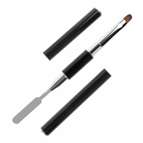 Double End Nail Brush Oval #6 - Black Metal Handle