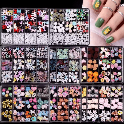 12 Girds Cute 3D Cartoon Nail Resin Charms 