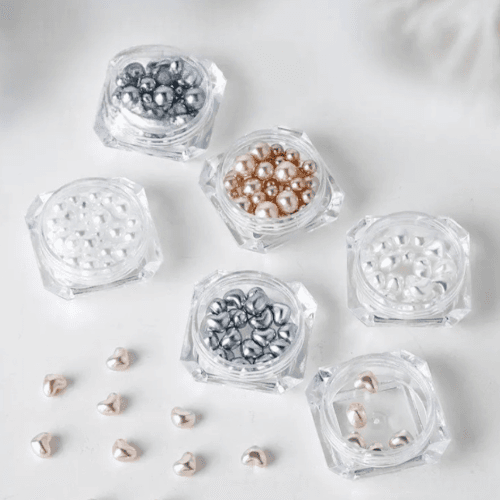Love Heart & Pearl Jewelry Round 3D-3 Jars Set