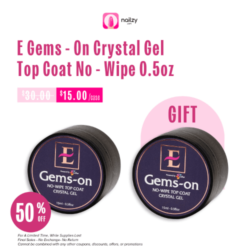 E Gems-On No-Wipe Top Coat Crystal Gel 0.5oz (Buy 1 Get 1 Free)