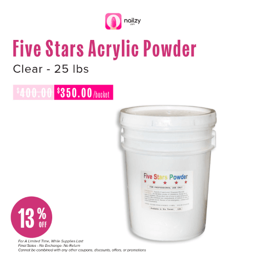 Five Stars Acrylic Powder - Clear 25 Lbs