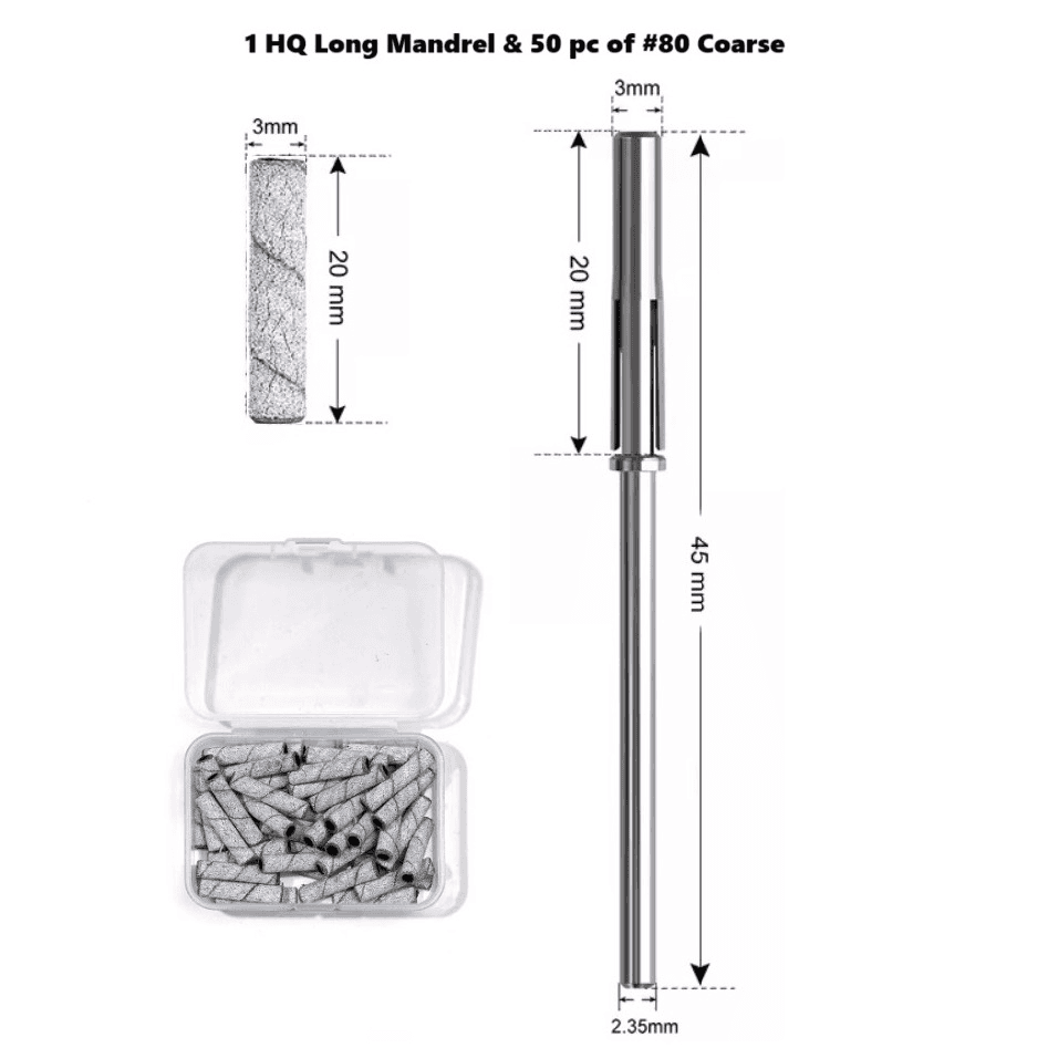 High End Mandrel & 50pc Sanding Band Corse #80