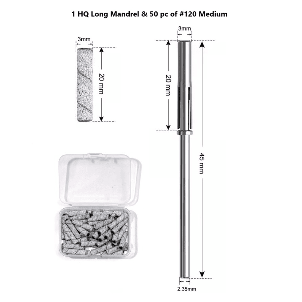 High End Mandrel & 50pc Sanding Band Medium #120