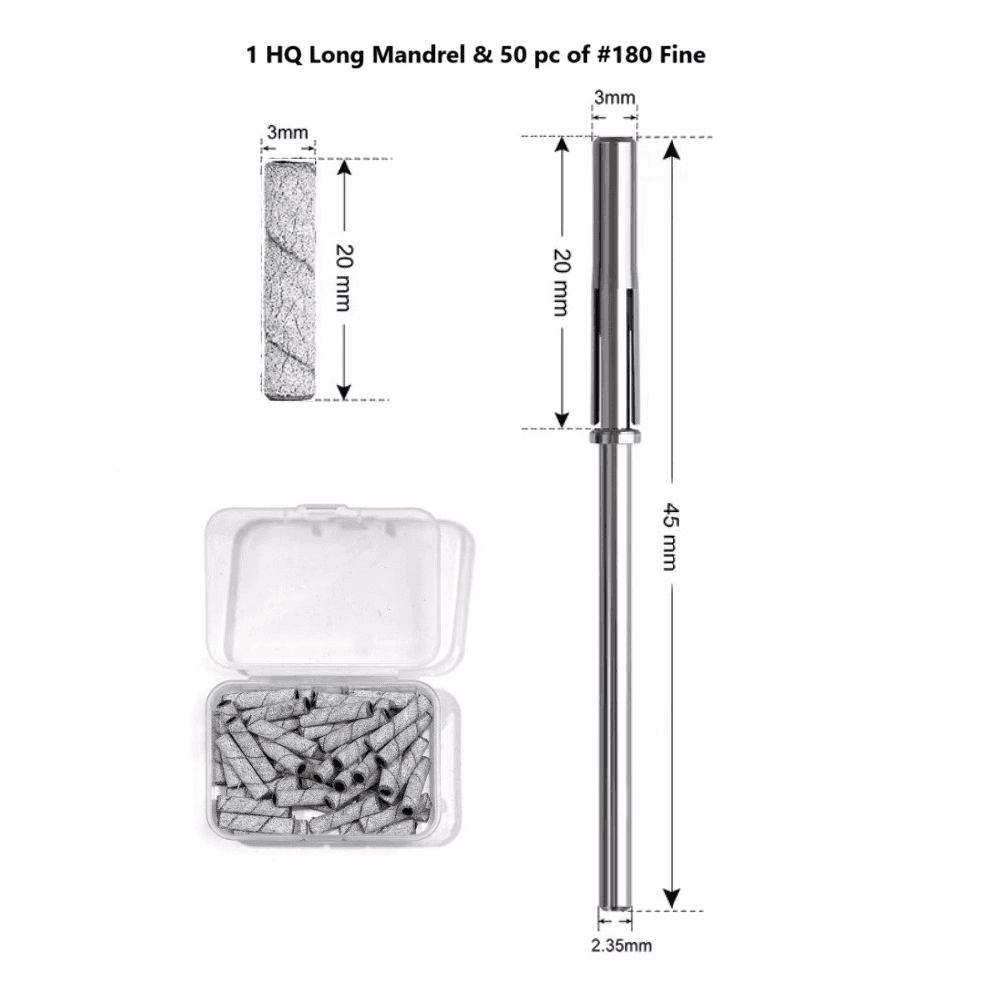 High End Mandrel & 50pc Sanding Band Fine #180