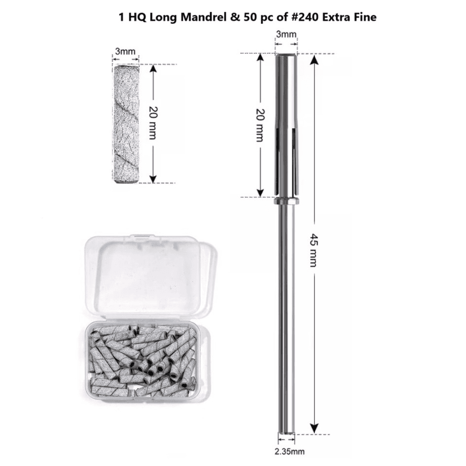 High End Mandrel & 50pc Sanding Band X-Fine #240