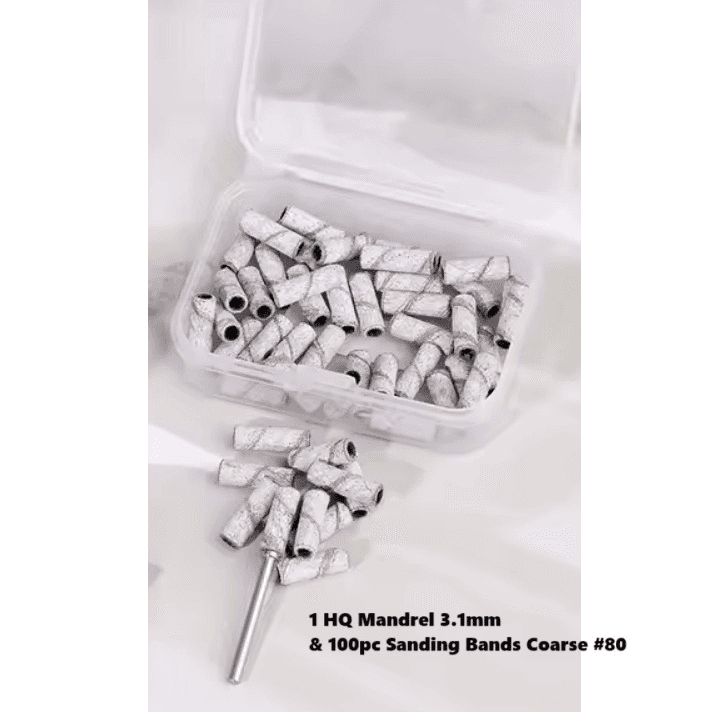 1 Mandrel & 100pcs Small Sanding Band Coarse #80