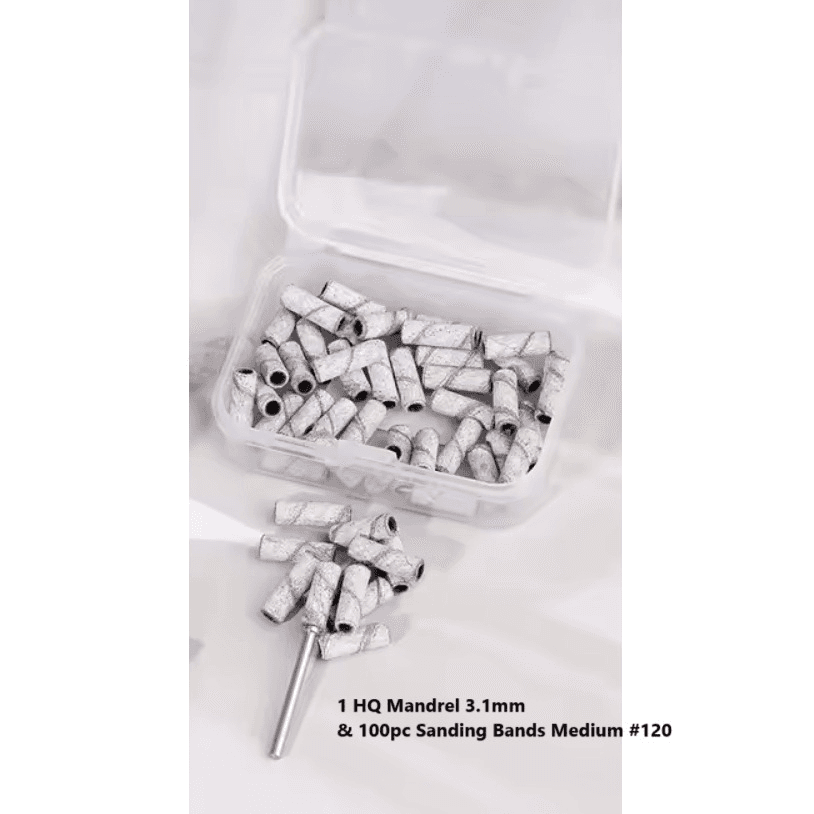 1 Mandrel & 100pcs small Sanding Bands Medium#120