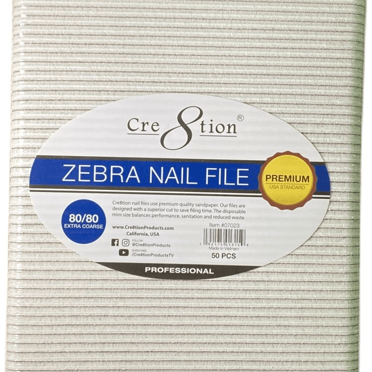 80/80- Cre8tion Nail File Regular Zebra Grit  
