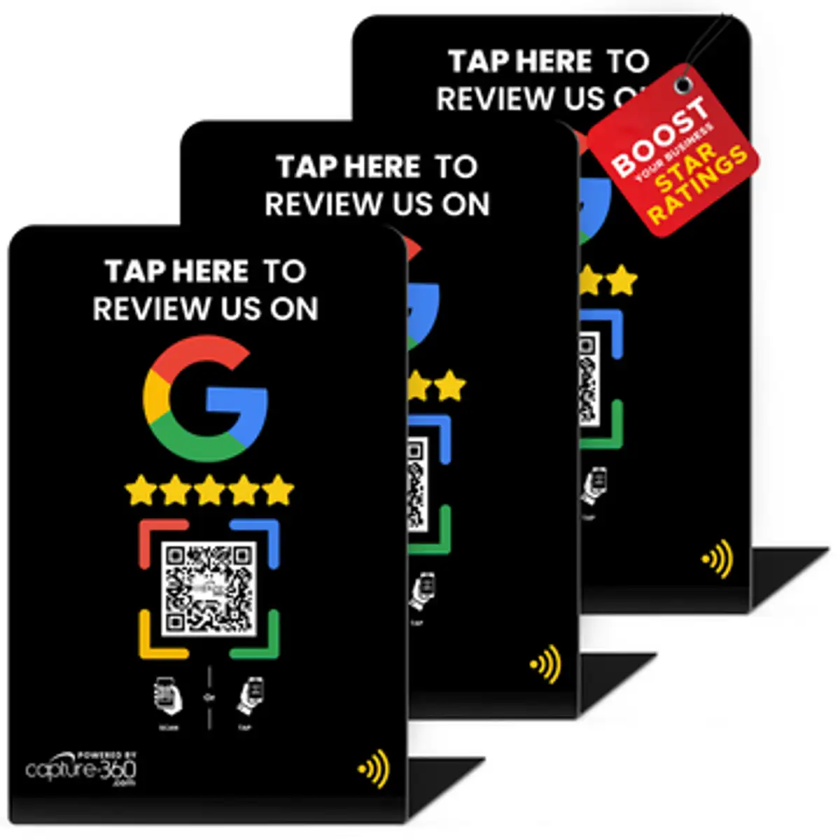 Capture 360 - Google Review Stand (Black 3 pcs)