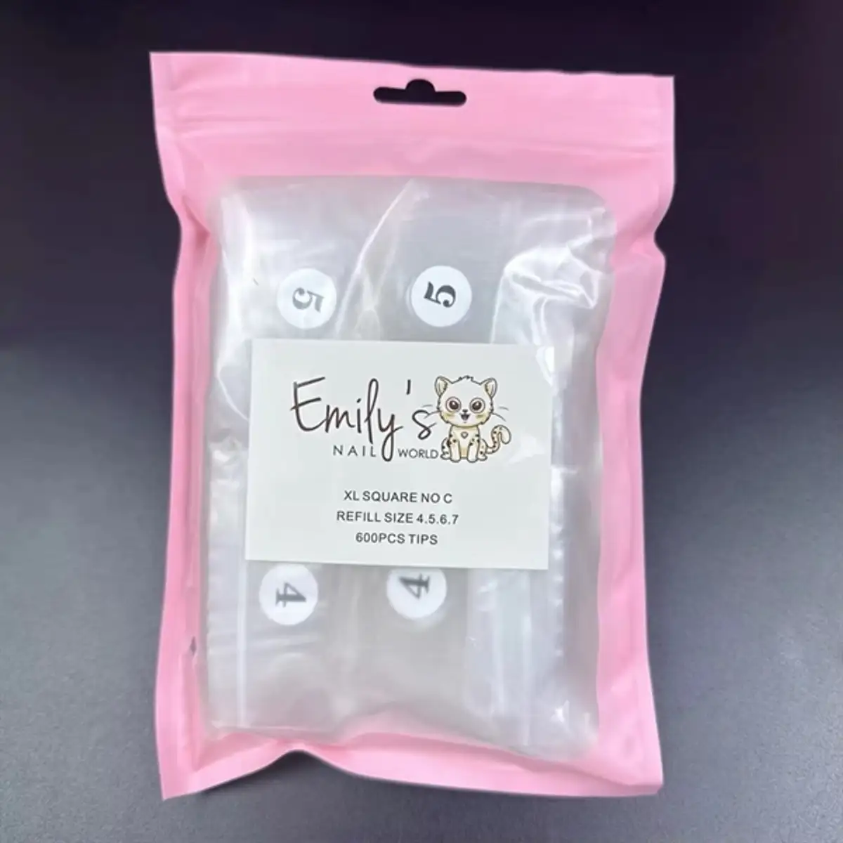 XL Square Clear Tips (Refill Size 4,5,6,7)