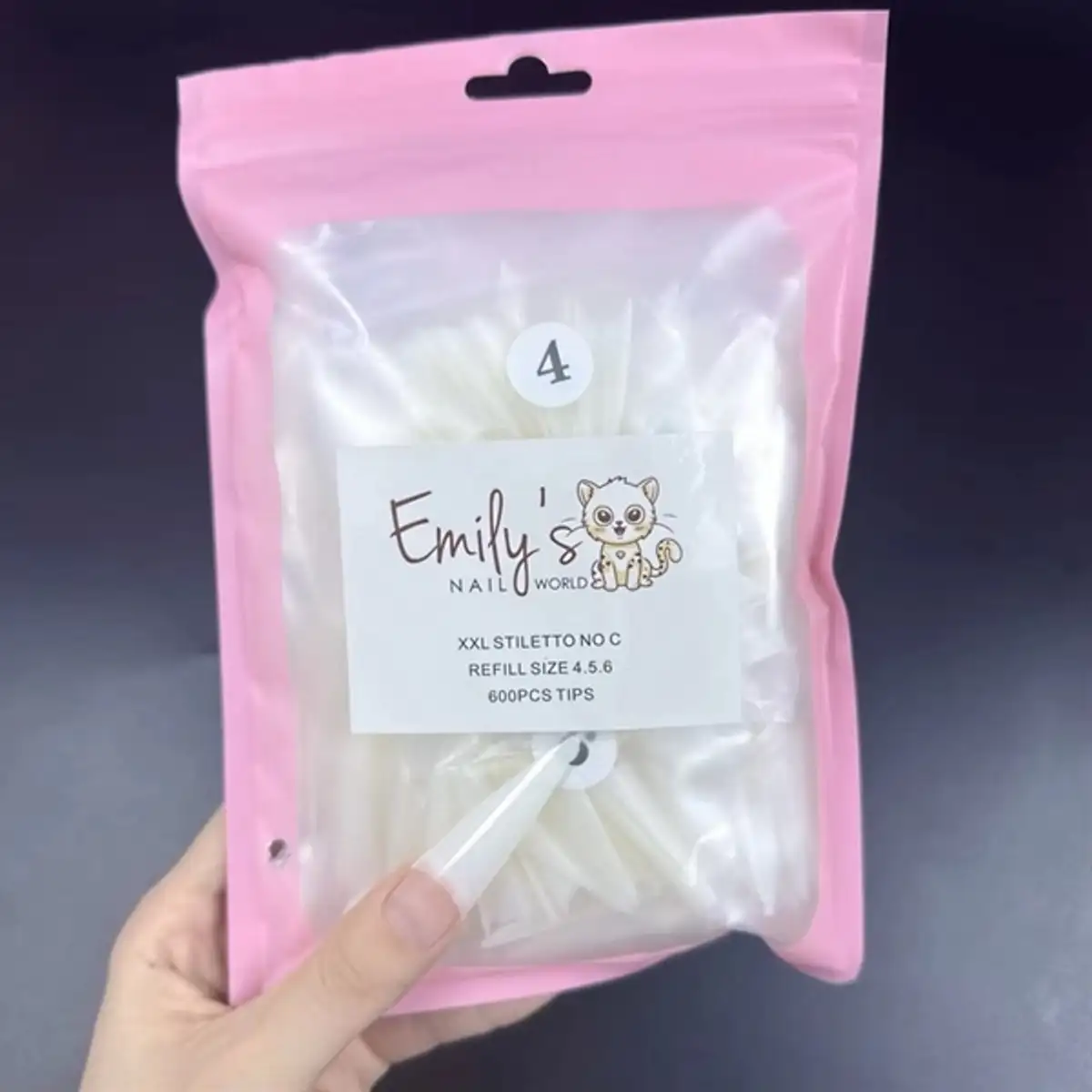 2XL Stiletto Natural Tips (Refill Size 4,5,6 - 200pcs/each)