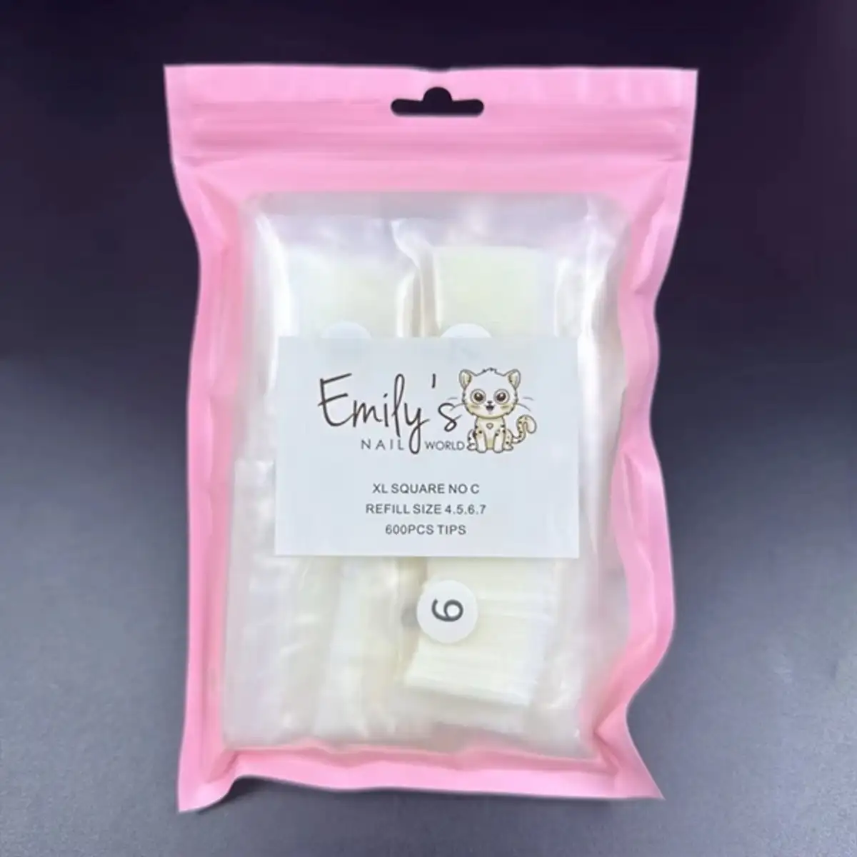 XL Square Natural Tips (600pcs - Refill Size 4,5,6,7)